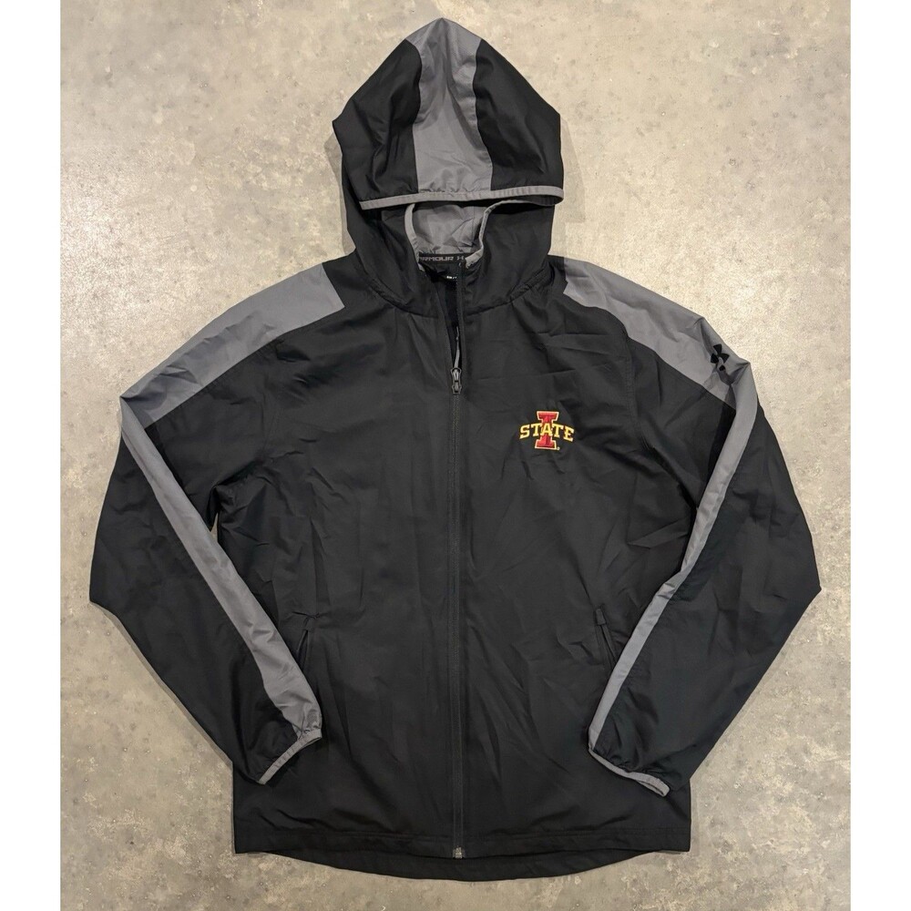 Iowa State Cyclones Under Armour Jacket Mens Small Full Zip Black Hood